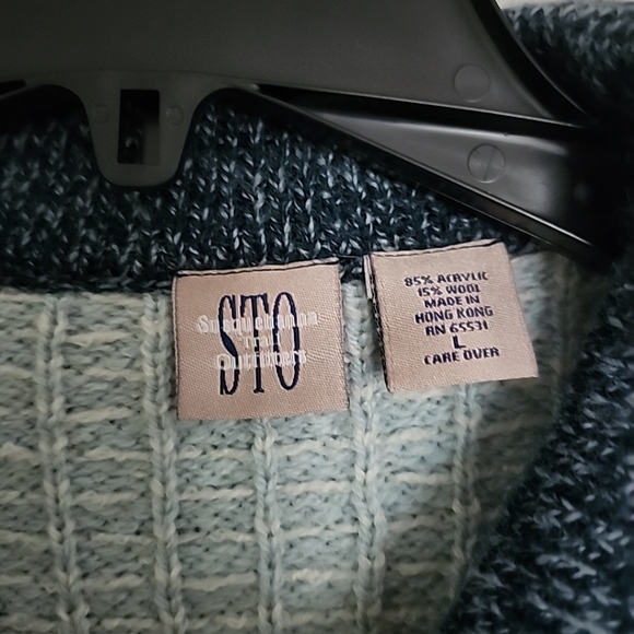 Susquehannah Trail Outfitters Women's Size Large Full Zip Cardigan Cream Blue - Picture 2 of 6